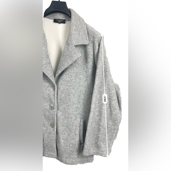 Talbot’s Women’s  Gray Pea Coat Sz 1X Single Breasted Fleece Collared Pockets - Picture 6 of 10